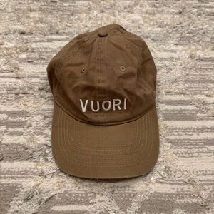 Vuori Ball Cap Dad Hat Adjustable Strap Embroidered Spellout Camel One Size